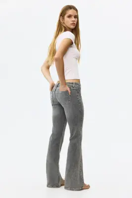 Flared Ultra Low Waist Jeans - Gris denim clair — photo 2