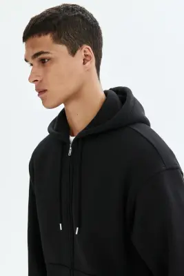 Veste à capuche zippée Loose Fit - Noir — photo 3