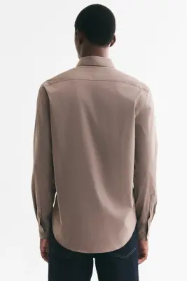 Chemise stretch Slim Fit - Taupe — photo 2