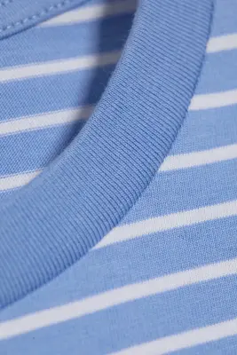 T-shirt en coton à manches longues - Rayures bleues et blanches — photo 3