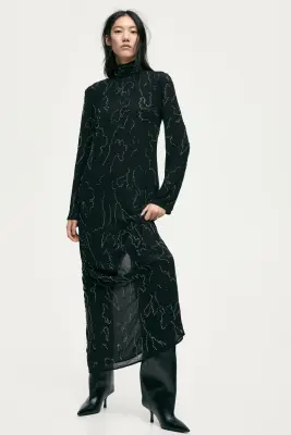 Robe maxi avec perles fantaisie - Noir — photo 1