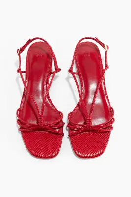 Sandales à brides fines - Rouge/motif peau de serpent — photo 1