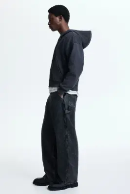 Veste à capuche zippée Oversized Fit - Gris foncé — photo 4