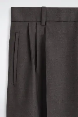 PANTALON LARGE À PLIS DÉCONTRACTÉ - BRUN FONCÉ — photo 5