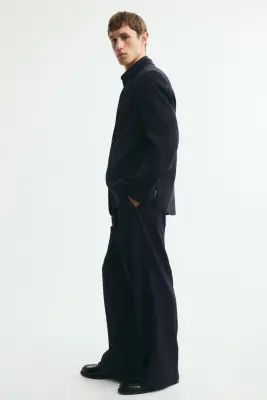 Pantalon de costume Loose Fit en laine mélangée - Bleu marine — photo 4