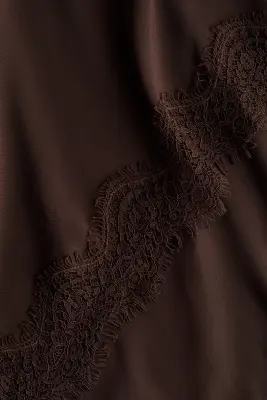 Jupe asymétrique en satin de viscose - Marron foncé — photo 4