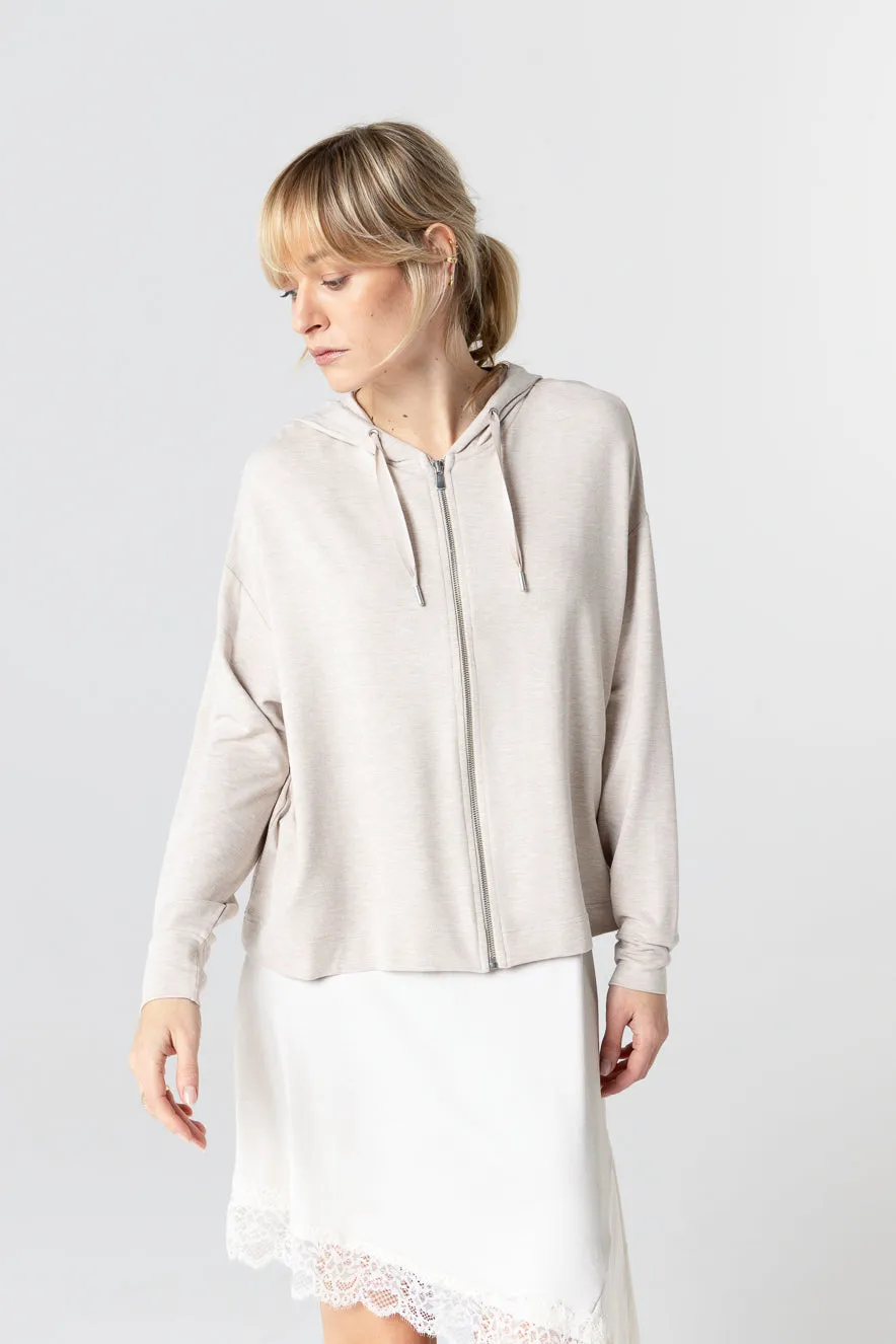 Sweat Beige Col Rond Manches Longues en Viscose / Elasthanne
