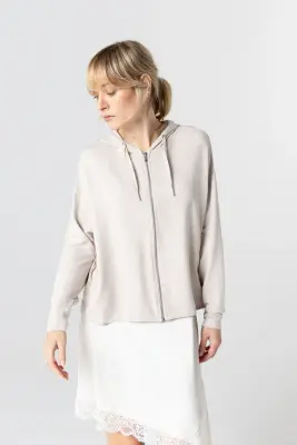 Sweat Beige Col Rond Manches Longues en Viscose / Elasthanne