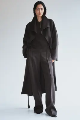 Polo en maille fine de laine mérinos - Taupe foncé — photo 2