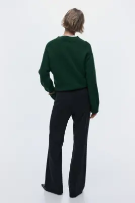Pantalon évasé en twill - Bleu marine — photo 2