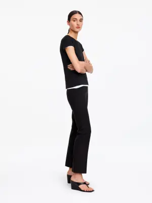 T-shirt slim à manches courtes - Noir — photo 1
