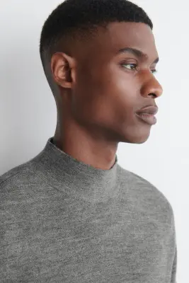 PULL À COL MONTANT EN LAINE - GRIS — photo 2