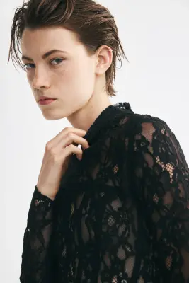 Top péplum en dentelle - Noir — photo 3