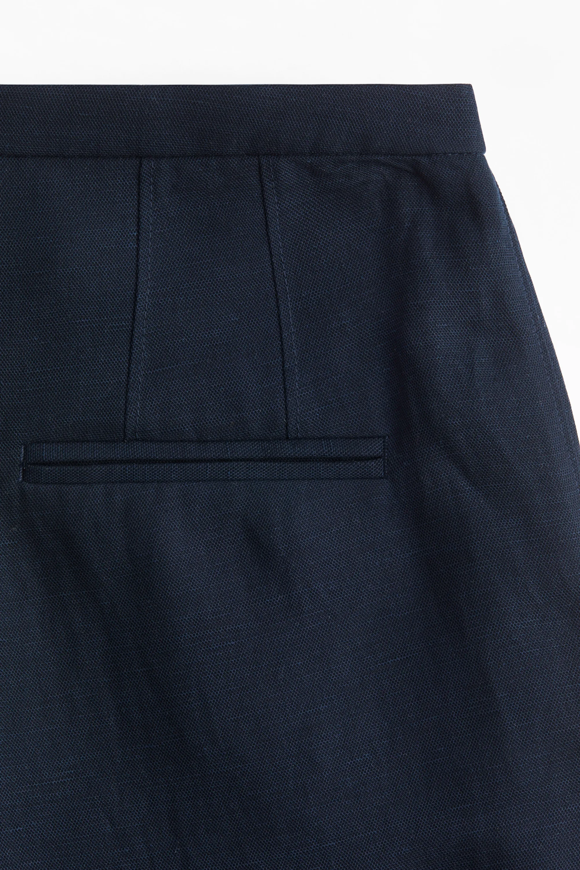 Pantalon large en lin mélangé - Bleu marine