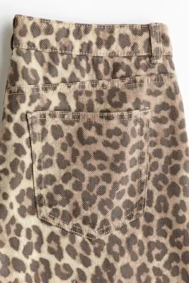 Pantalon baggy en twill de coton - Beige clair/imprimé léopard — photo 5