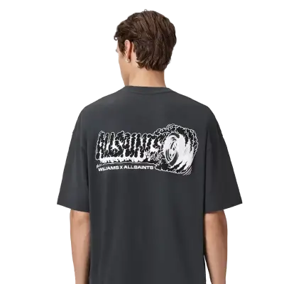 Williams X AllSaints Burnout Crew Neck T-Shirt Washed Black — photo 4