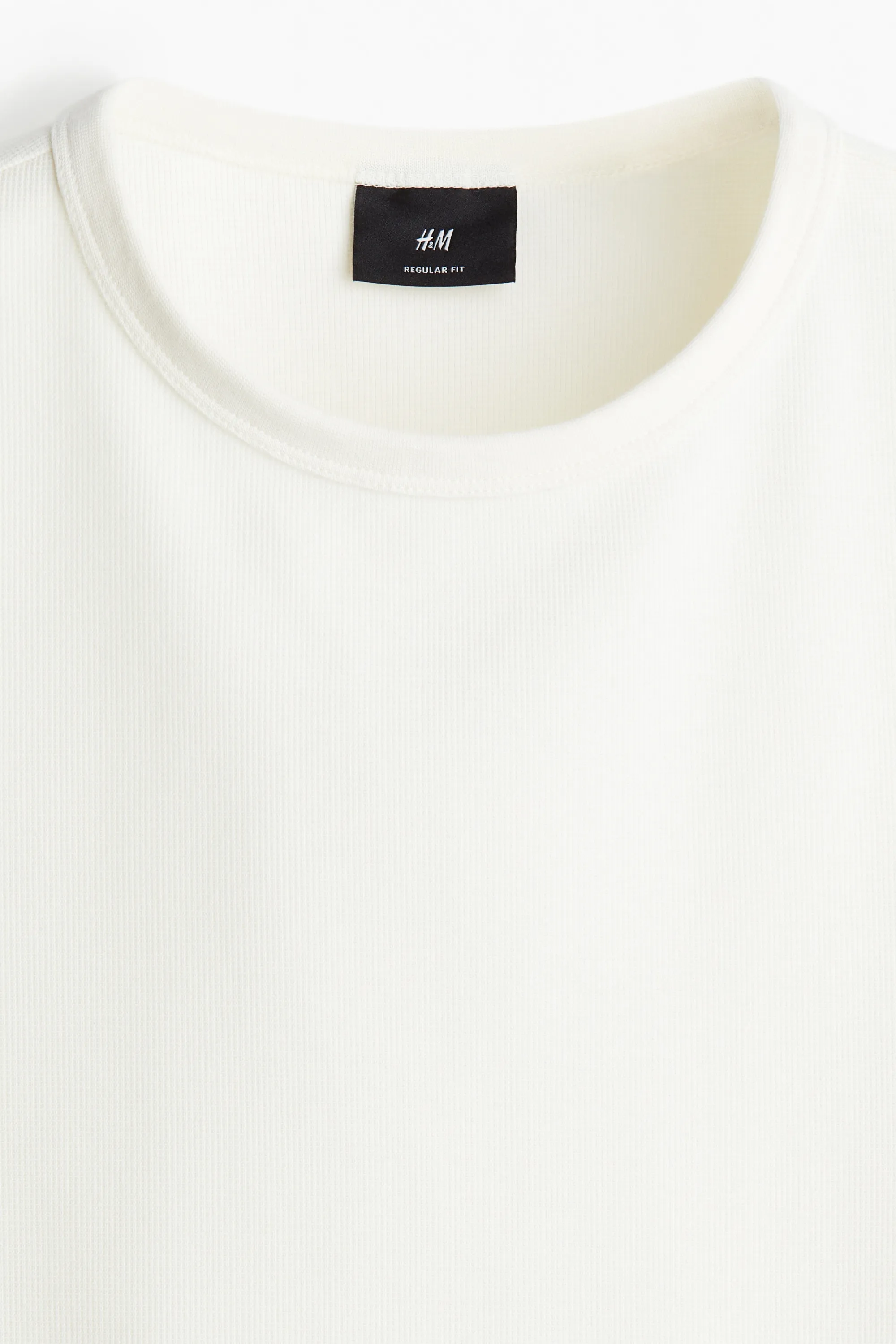T-shirt gaufré Regular Fit - Crème