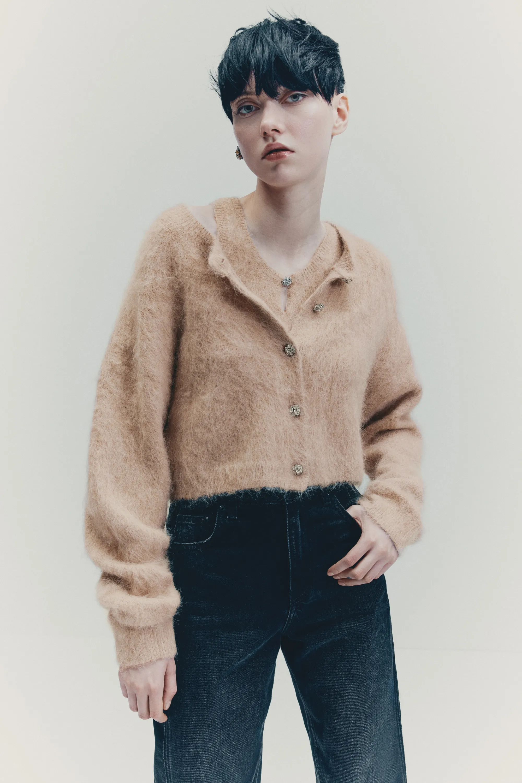 Gilet en alpaga mélangé - Beige