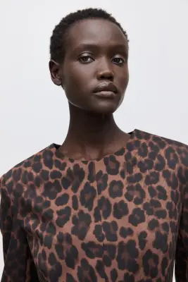 Robe courte - Noir/imprimé léopard — photo 1