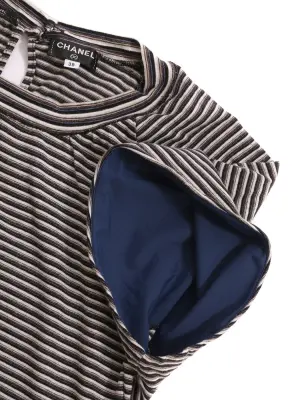 T-shirt manches courtes en coton à rayures bleu, beige blanc noir Prix boutique 900€ Taille 38 — photo 2