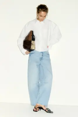 Barrel High Waist Ankle Jeans - Bleu denim clair — photo 2