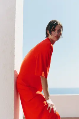 Longue robe T-shirt - Rouge vif — photo 2