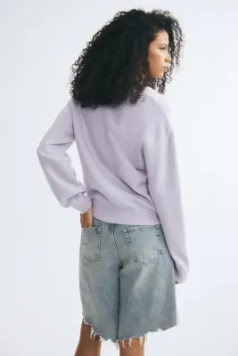 Pull à encolure en V - Violet clair — photo 2