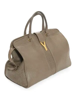 Sac à main CHYC tote grand modèle en cuir perforé gris beige kaki Prix boutique 1900€ — photo 5