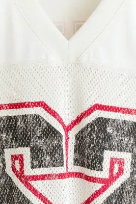 T-shirt Oversized Fit en mesh imprimé - Blanc/22 — photo 5
