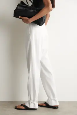 PANTALON DE TAILLEUR DROIT EN LIN - BLANC — photo 1