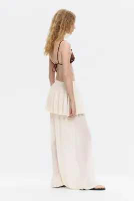 Pantalon en mesh avec jupe superposée - Beige clair — photo 3