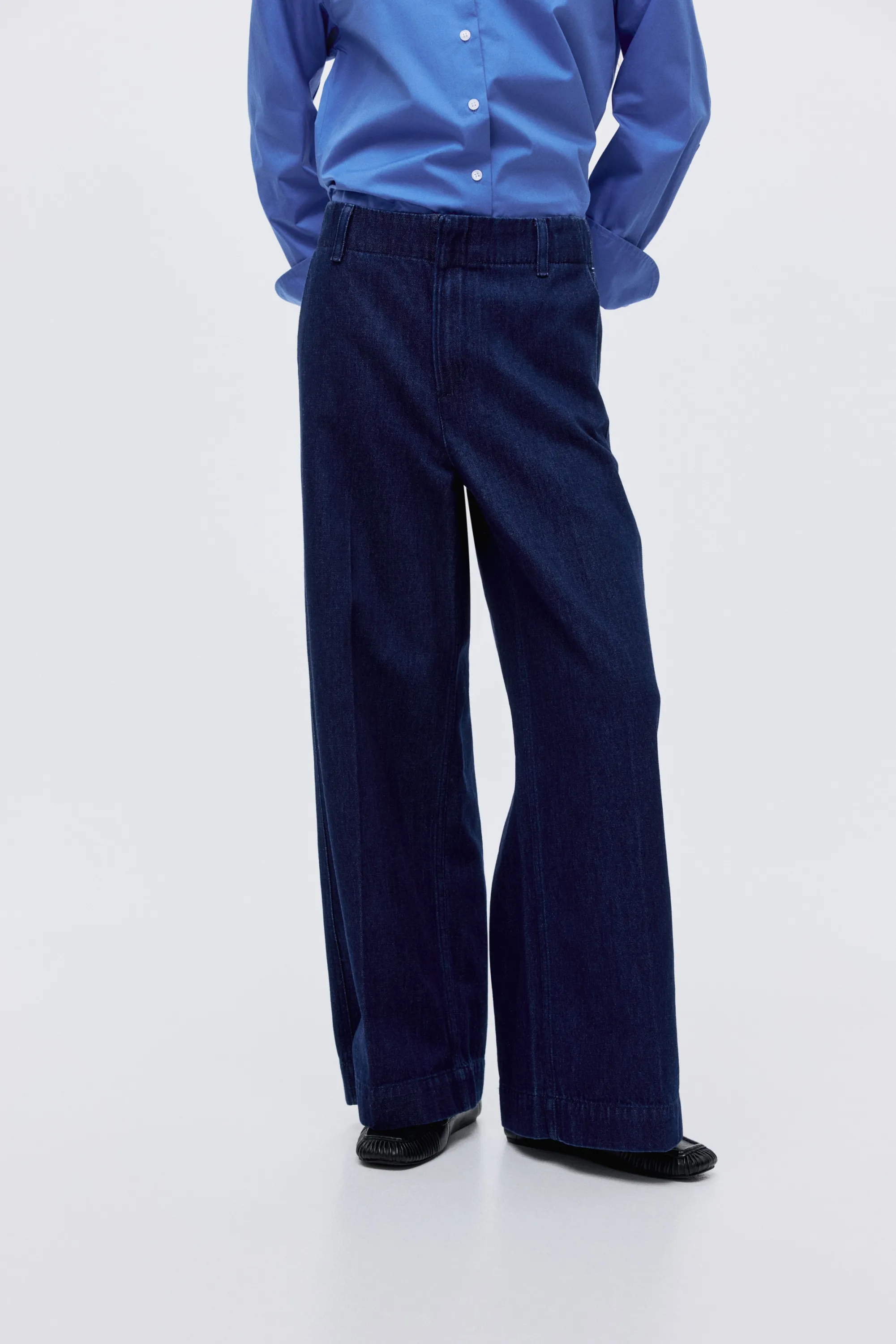 Wide High Jeans - Bleu denim foncé