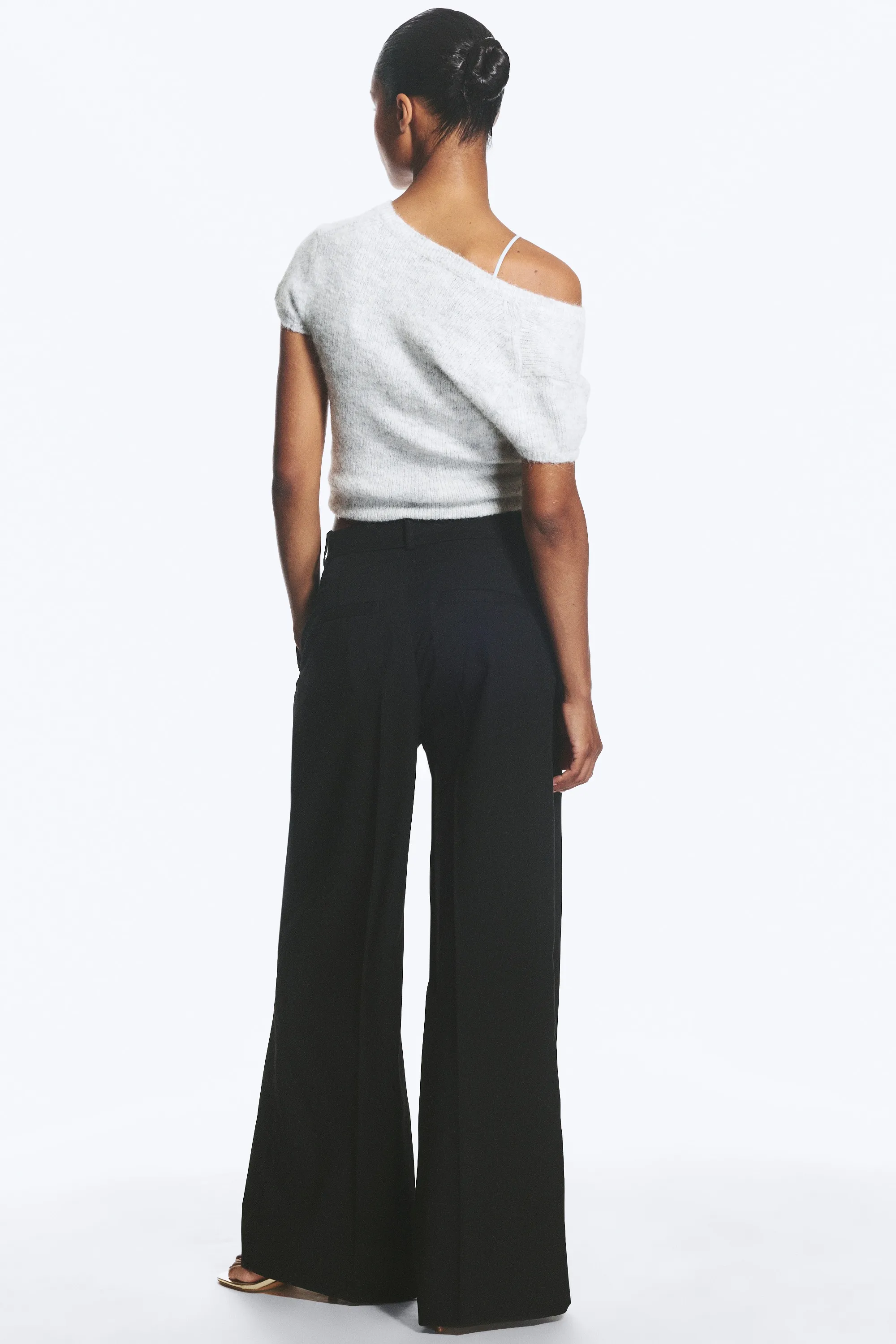 Pantalon de costume large taille haute - Noir