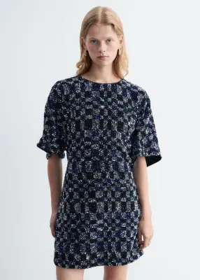 Robe courte à sequins - Bleu foncé/Argenté — photo 1