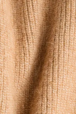 Pull en maille côtelée avec col cheminée - Beige — photo 3