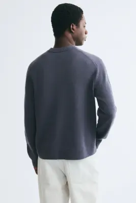 Pull Regular Fit en laine - Bleu ancien — photo 4