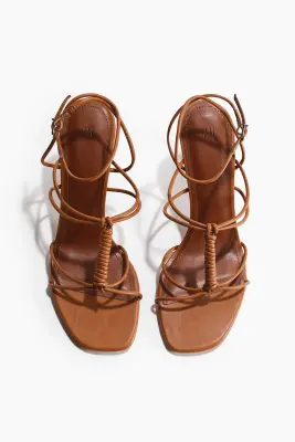 Sandales à talon avec brides fines - Marron — photo 1