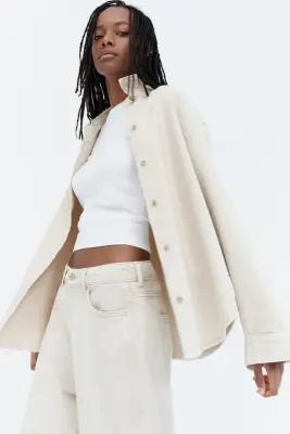 Chemise oversize en denim - Beige ancien clair — photo 3