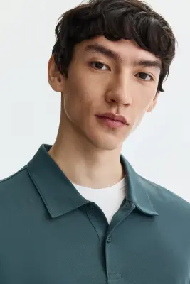 Polo COOLMAX® Slim Fit - Bleu canard — photo 2