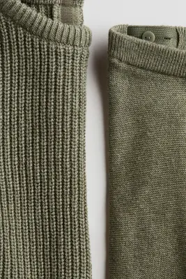 Ensemble 2 pièces en maille de coton - Vert kaki — photo 2