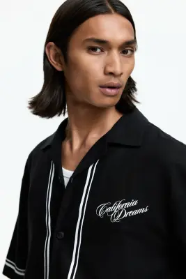 Chemise imprimée Relaxed Fit avec col cubain - Noir/California Dreams — photo 2