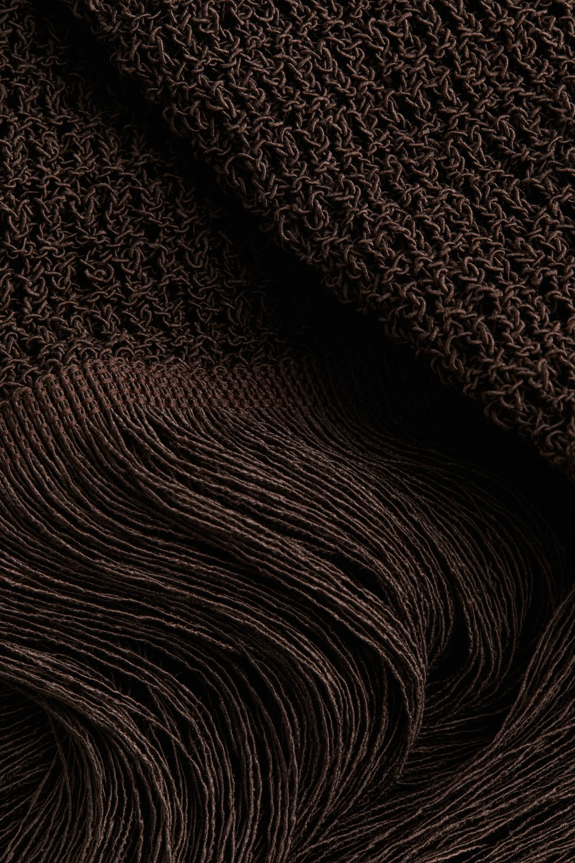 Robe en maille avec franges - Marron foncé
