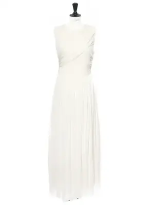 Robe de mariée drapée longue en soie blanche NEUVE Prix boutique 3000€ Taille 38 — photo 1