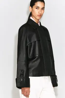 VESTE WORKWEAR EN CUIR - NOIR — photo 3
