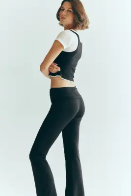 Pantalon en jersey avec ceinture repliée - Noir — photo 2