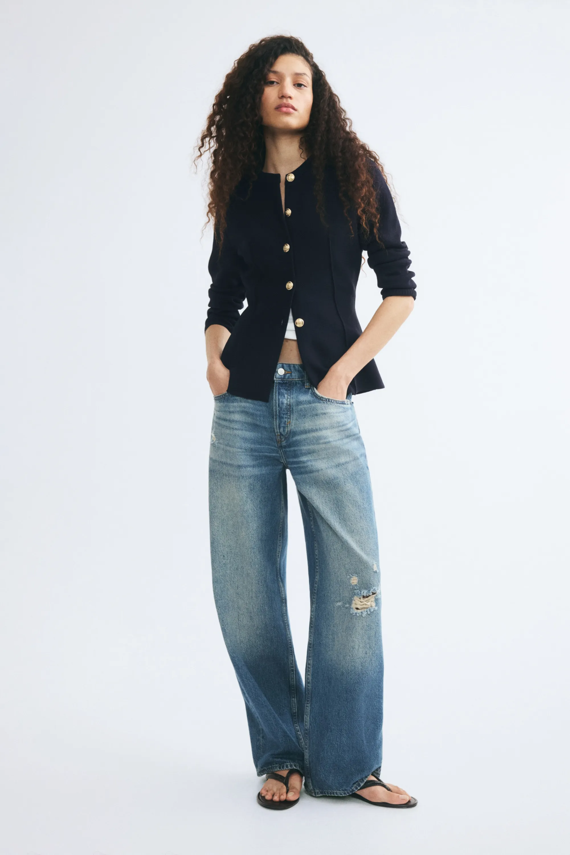 Gilet ajusté en maille fine - Bleu marine
