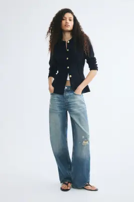 Gilet ajusté en maille fine - Bleu marine — photo 1