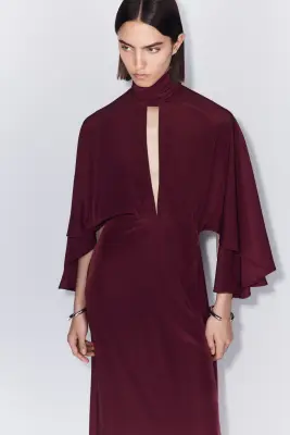 Robe caftan à manches cape - Bordeaux — photo 1