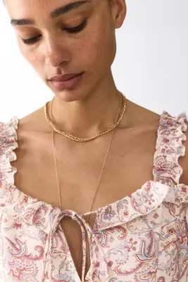 Robe ruchée en crêpe - Beige clair/motif cachemire — photo 1