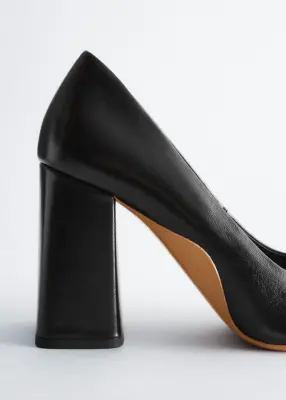 Escarpins en cuir à talons épais - Noir — photo 3